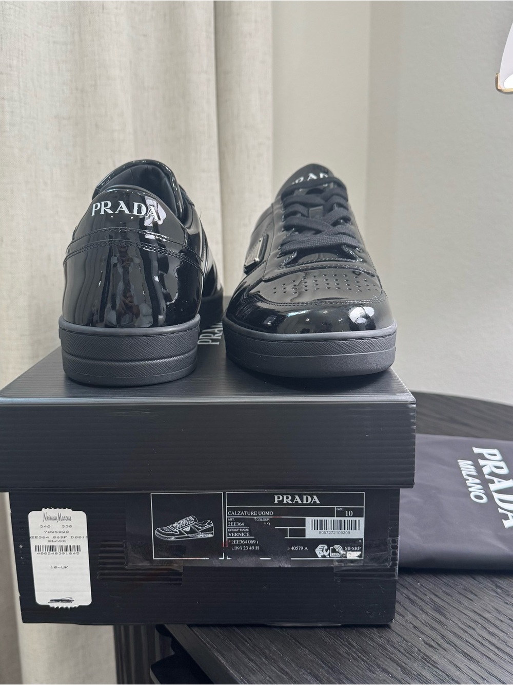 Prada Downtown Sneakers Low-Top Patent Black 11 - Picture 8 of 8